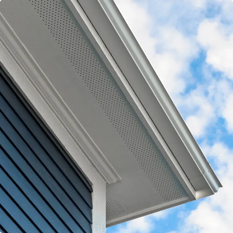 Hardie soffit panel and Hardie Plank siding installation detail